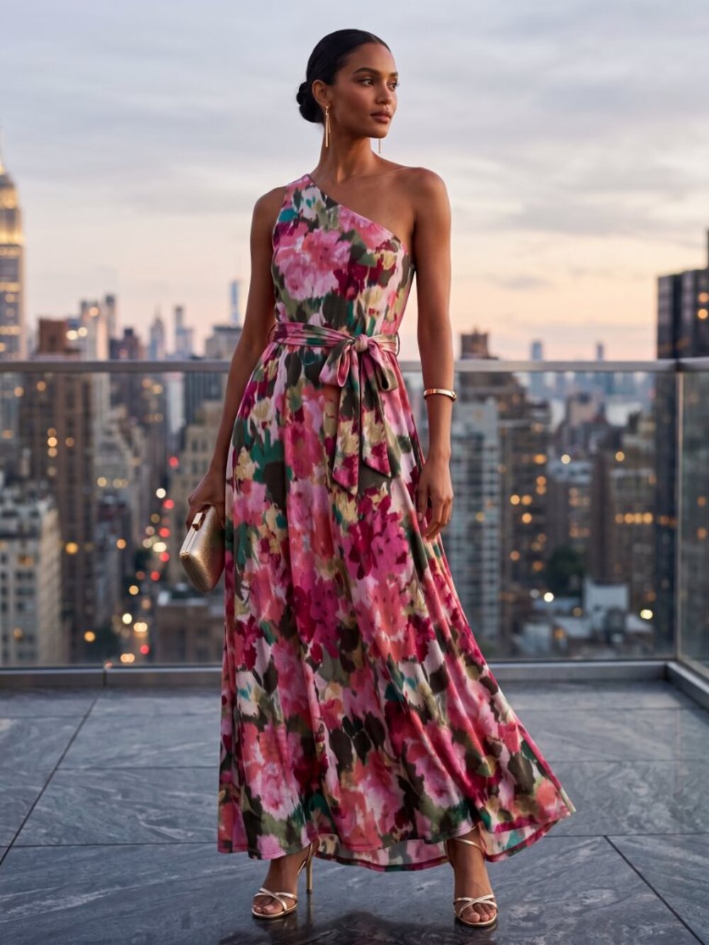 NICOLE MILLER NEW YORK Mesh One Shoulder Dress - Rose Size 8